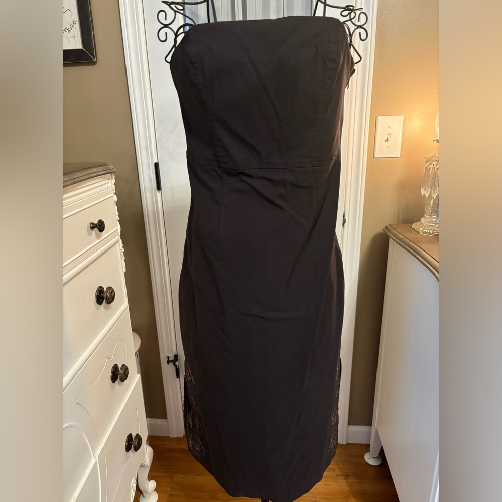 Express Sheath Maxi Dress Gold Brown V-Neck